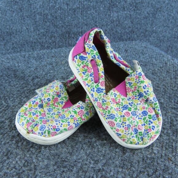 TOMS Girls Slip-On Size T 4 Medium Shoes Pink Fabric‎ Hook & Loop - Picture 1 of 7